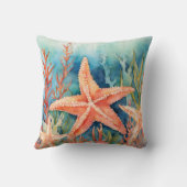 オレンジヒトデ水彩海海岸 クッション (裏面)