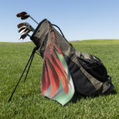 オレンジヒマワリフローラ ゴルフタオル (グリーン)