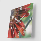 オレンジヒマワリ花びら自然 スクエア壁時計 (傾斜)