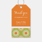 オレンジヒマワリ花柄ギフトラベル結婚ズ ギフトタグ (正面)