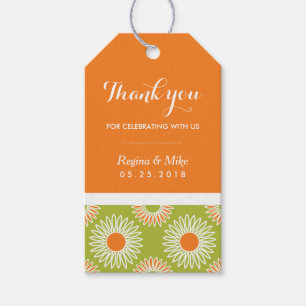 オレンジヒマワリ花柄ギフトラベル結婚ズ ギフトタグ