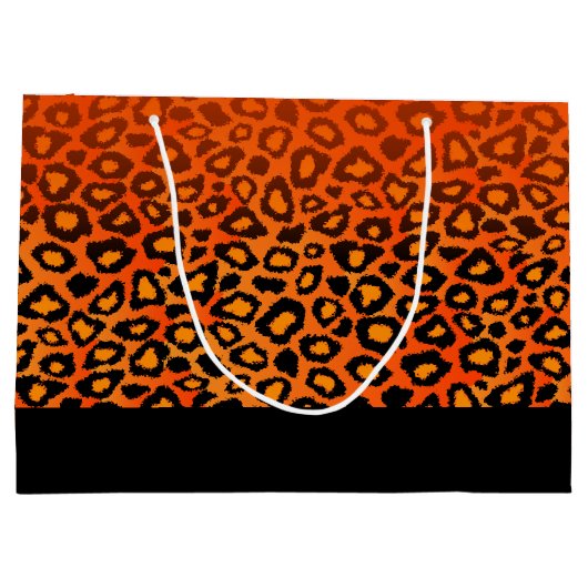 オレンジヒョウのアニマルプリント ラージペーパーバッグ (裏面)