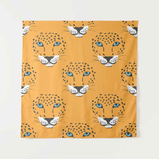 オレンジヒョウ頭、シームレスなパターン。 タペストリー (正面)