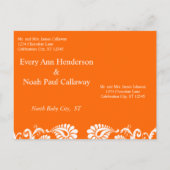 オレンジビクトリアンフローラダマスク日付の保存 案内ポストカード (裏面)