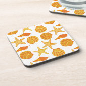 オレンジビーチの貝パターン コースター (左側)