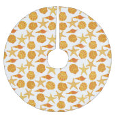 オレンジビーチの貝パターン ブラッシュドポリエステルツリースカート (正面)