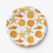 オレンジビーチシェルパターン ペーパープレート (正面)
