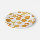 オレンジビーチシェルパターン ペーパープレート (アングル)