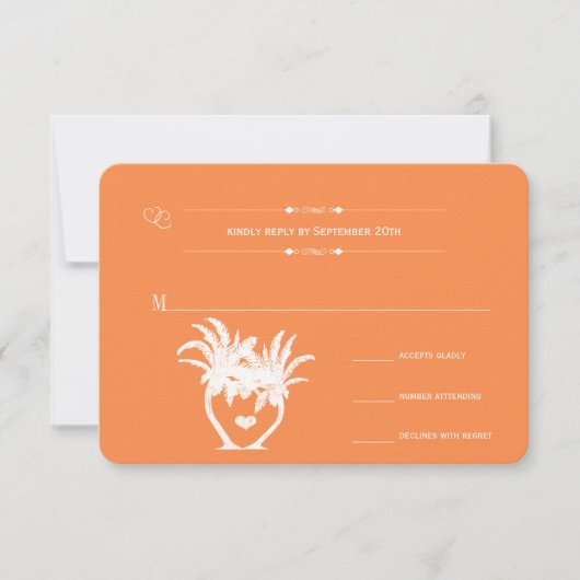 オレンジビーチパームツリーデスティネーションシャルボード 出欠カード (正面)