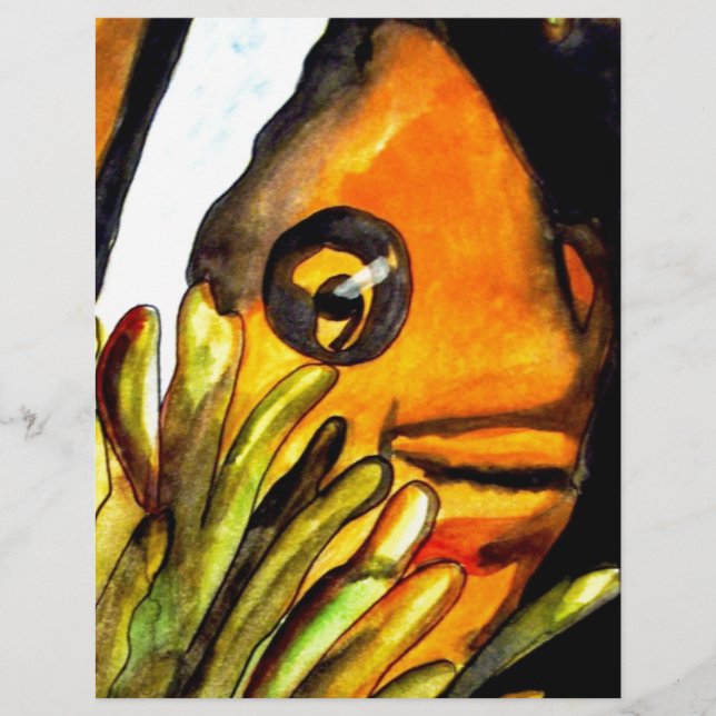 オレンジピエロ魚水彩オリジナルアート絵画ズ (正面)