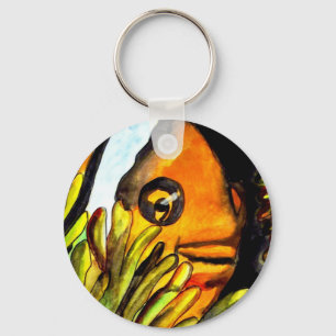 オレンジピエロ魚水彩オリジナルアート絵画ズ キーホルダー