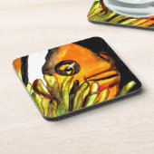 オレンジピエロ魚水彩オリジナルアート絵画ズ コースター (左側)