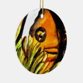 オレンジピエロ魚水彩オリジナルアート絵画ズ セラミックオーナメント (右)