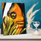 オレンジピエロ魚水彩オリジナルアート絵画ズ フォトプラーク (側面)