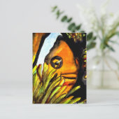 オレンジピエロ魚水彩オリジナルアート絵画ズ ポストカード (スタンド正面)