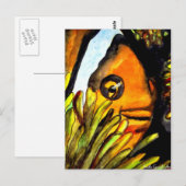 オレンジピエロ魚水彩オリジナルアート絵画ズ ポストカード (正面/裏面)