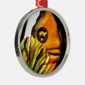 オレンジピエロ魚水彩オリジナルアート絵画ズ メタルオーナメント (右)