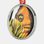 オレンジピエロ魚水彩オリジナルアート絵画ズ メタルオーナメント (左)