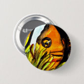 オレンジピエロ魚水彩オリジナルアート絵画ズ 缶バッジ (正面&裏面)