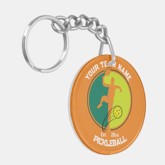 オレンジピックルボールクラブチームプレーヤーピックラーカスタム キーホルダー (正面左)
