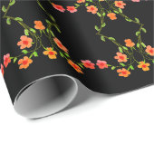 オレンジピンクとブラックラッピング紙 ラッピングペーパー (ロールコーナー)