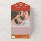 オレンジピンクとレッド結婚ズ オールインワン招待状 (外側)