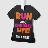 オレンジピンクの文字のフィットネスの連続したランナーのマラソン オーナメント (正面)