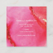 オレンジピンクの金ゴールド水彩インク名刺 スクエア名刺 (裏面)