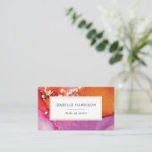 オレンジピンクの金ゴールド水彩インク名刺 名刺 (スタンド正面)