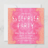 オレンジピンクウォーターカラースターリーガールズ泊まりのインビ 招待状 (正面)