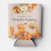 オレンジピンクガーデンフローラクール誕生日 缶クーラー (正面)