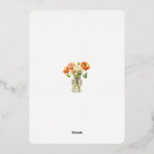 オレンジピンクガーデンフローラバースデーパーティーバラ金ゴールド 箔招待状 (裏面)