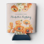 オレンジピンクガーデンフローラ誕生日パーティー 缶クーラー (正面)