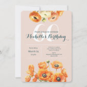 オレンジピンクガーデンフローラ60thバースデーパーティー 招待状 (正面)
