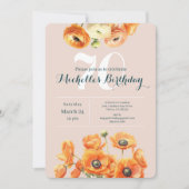 オレンジピンクガーデンフローラ70thバースデーパーティー 招待状 (正面)