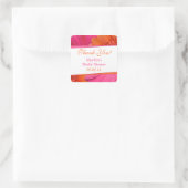 オレンジピンクガーベラデイジーブライダルシャワーサンキュー スクエアシール (バッグ)