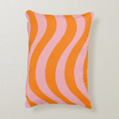 オレンジピンクグルービーレトロパターン アクセントクッション (裏面(縦))