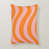 オレンジピンクグルービーレトロパターン アクセントクッション (正面(垂直))