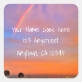 オレンジピンクサンセットレインボーフォト差出人住所 スクエアシール (正面)