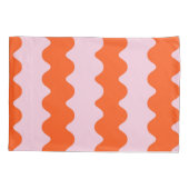 オレンジピンクストライプ色ミニマリストグルービー春夏 枕カバー (裏面)