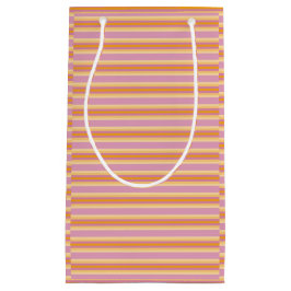 オレンジピンクストライプ色 スモールペーパーバッグ