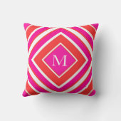 オレンジピンクダイヤモンドジオメトリック クッション (裏面)