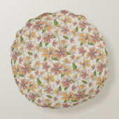 オレンジピンクトロピカルレトロフローラ ラウンドクッション (裏面)