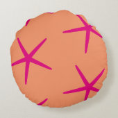 オレンジピンクヒトデ沿岸熱帯アートビーチ ラウンドクッション (裏面)