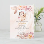 オレンジピンクフローラバプテスマ招待状 招待状 (スタンド正面)