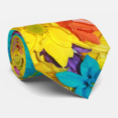 オレンジピンクブルーイエローフローラカラフル抽象芸術 ネクタイ (ロール)