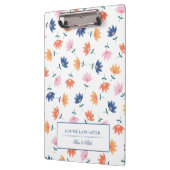 オレンジピンクブルーカラフルフローラルパターン クリップボード (左)