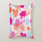 オレンジピンクブルーモダン抽象芸術絵を描スプラッシュ アクセントクッション (正面(垂直))