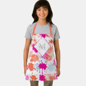 オレンジピンクブルーモダン抽象芸術絵を描スプラッシュ エプロン (インサイチュ)