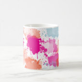 オレンジピンクブルーモダン抽象芸術絵を描スプラッシュ コーヒーマグカップ (中央)